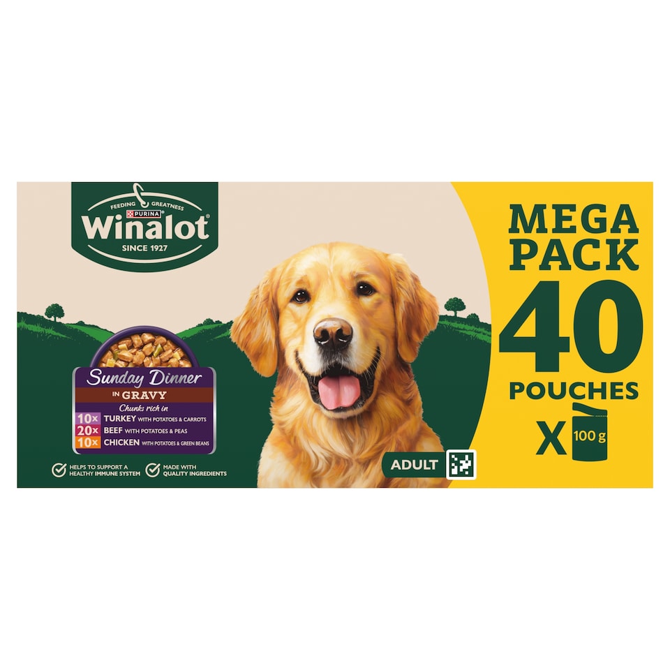 image 1 of WINALOT Sunday Dinner Mixed in Gravy Wet Dog Food 40x100g