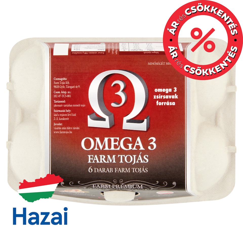 Farm Tojás Prémium Omega 3 tojás M 6 db  1. kép