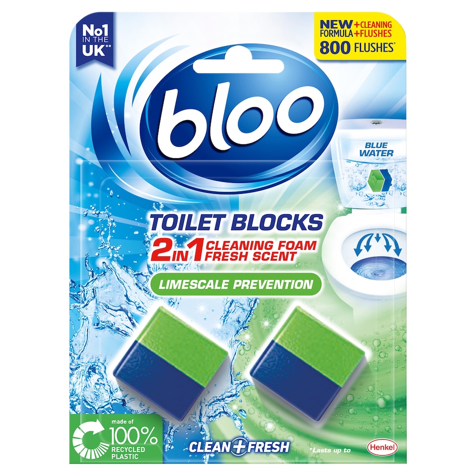 image 1 of Bloo 2in1 In-Cistern Limescale Prevention Toilet Blocks 2 x 50g (100g)