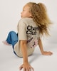 image 1 of F&F Girls Pure Cotton Slogan Oversized Fit T-Shirt in Mink