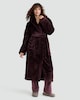 image 1 of F&F Fleece Textured Dressing Gown in Burgundy