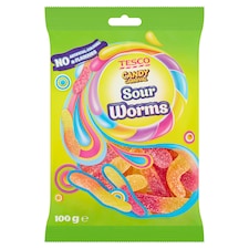 Tesco Candy Carnival Sour Worms Jelly with Fruity Flavours 100g