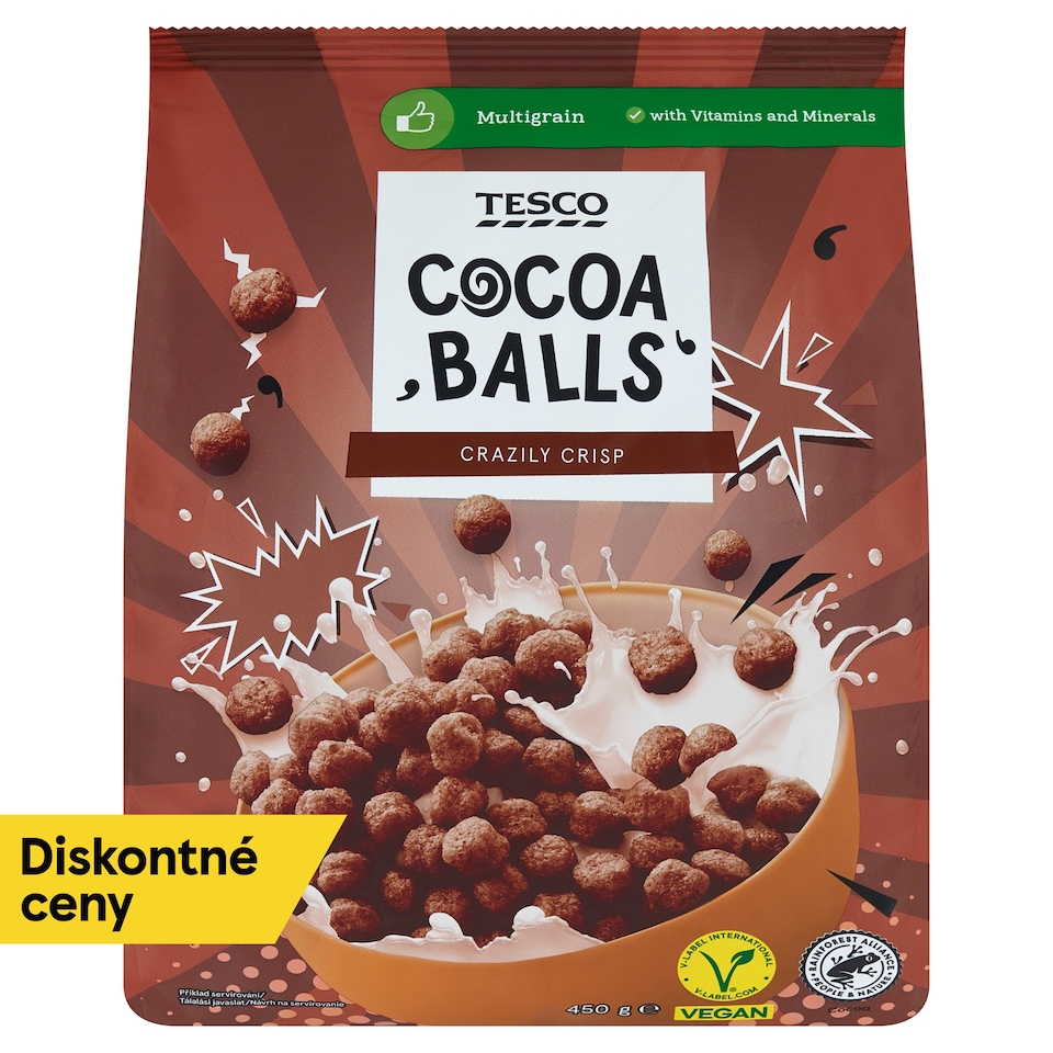 Tesco Obilninové kakaové guľôčky 450 g