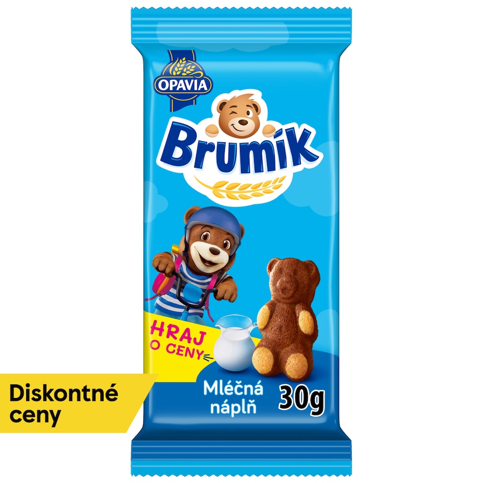 Opavia Brumík s mliečnou náplňou Jemné pečivo Bez farbív a konzervantov Individuálne balenie 30 g