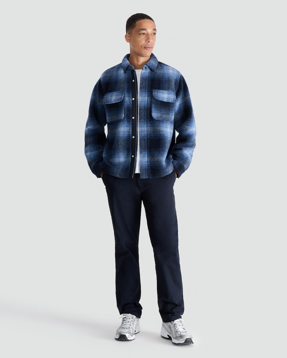 image 1 of F&F Brushed Checked Overshirt in Navy