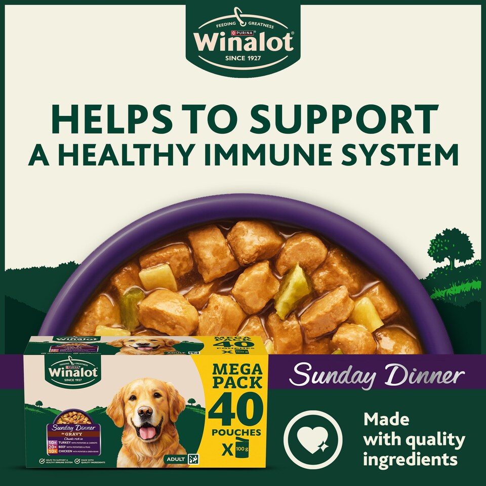 image 1 of WINALOT Sunday Dinner Mixed in Gravy Wet Dog Food 40x100g