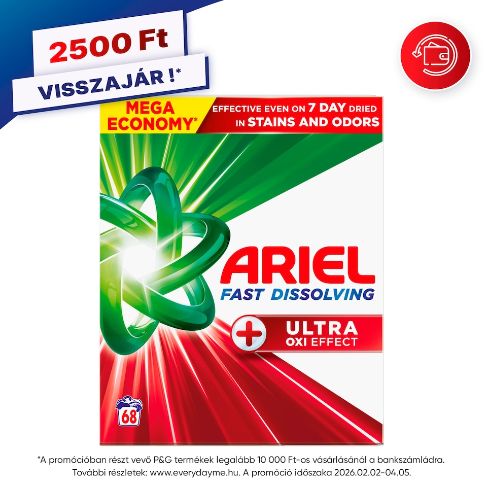 Ariel Mosópor, 3.74 kg, 68 Mosáshoz, +Ultra Oxi Effect  1. kép