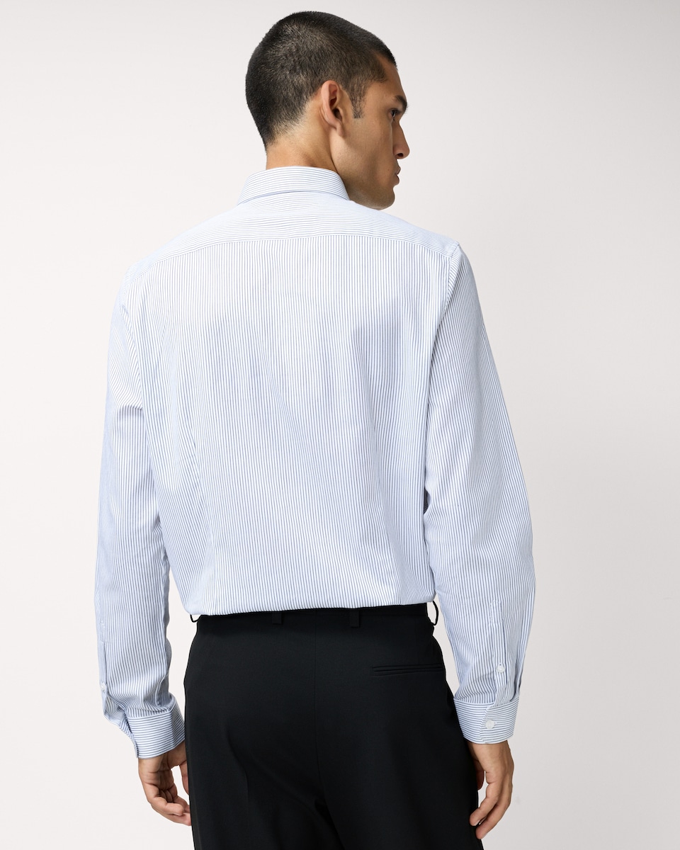 image 1 of F&F Pure Cotton Striped Slim Fit Shirt in Multi White