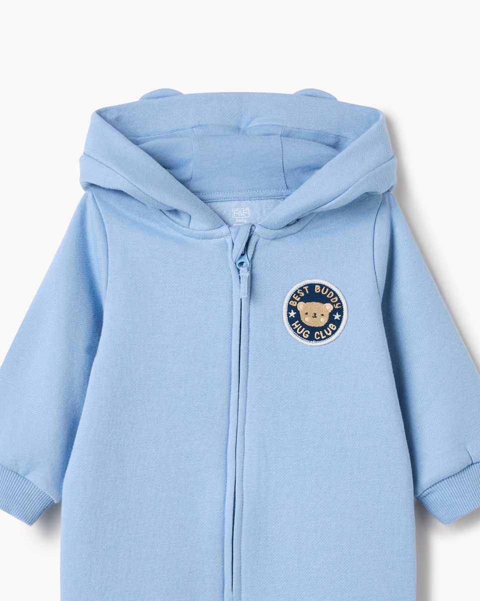 image 1 of F&F Baby Cotton Rich Bear All-in-one in Blue