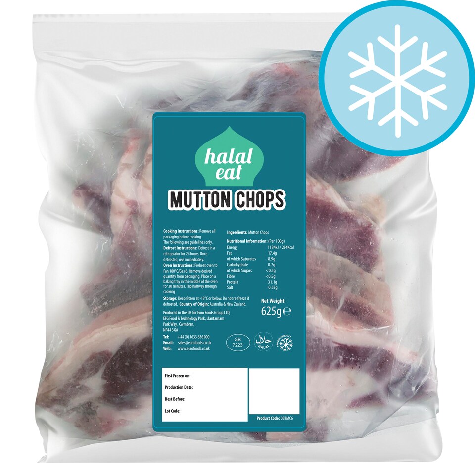 Halal Eat Mutton Chops 625g
