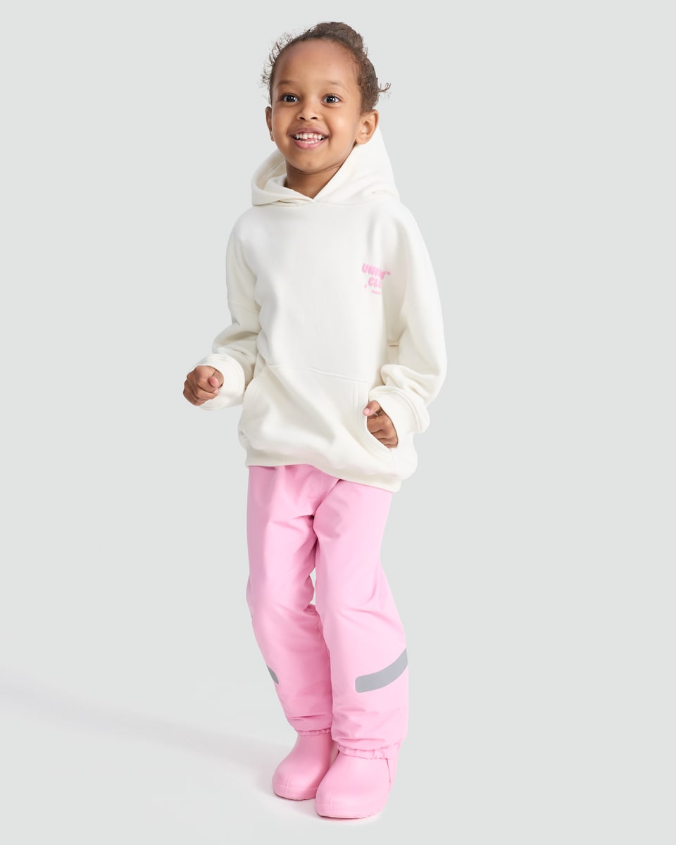 image 1 of F&F Girls Fleece Lined Reflective Strap Waterproof Trousers in Pink