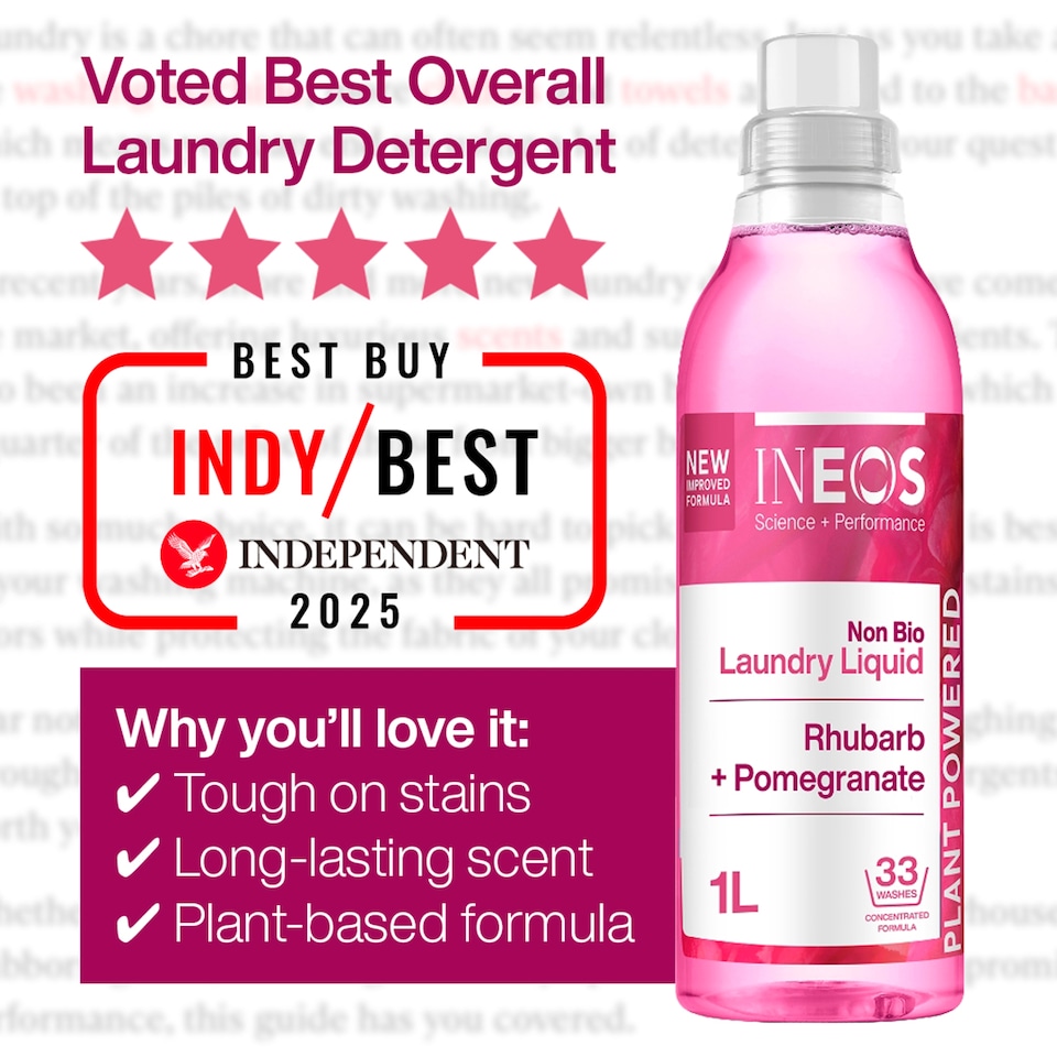 image 1 of Ineos Non Bio Laundry Liquid - Rhubarb & Pomegranate 33 Washes 1L