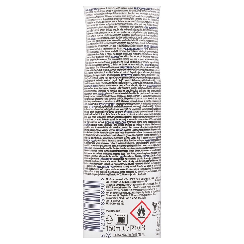 obrázok 1 z Dove 0% Invisible Care dezodorant sprej 150 ml