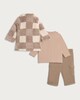 image 2 of F&F Baby 3-Piece Textured Jacket, Top and Cargo Trousers Set in Stone