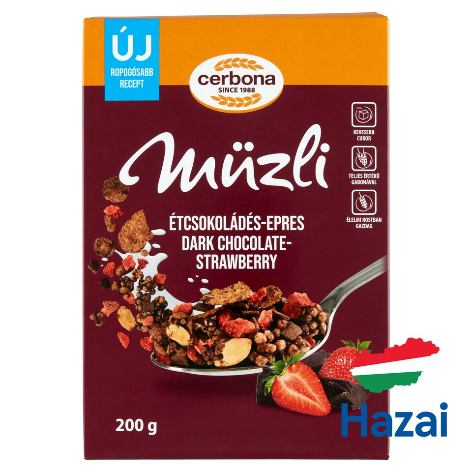 Cerbona étcsokoládés-epres müzli 200 g