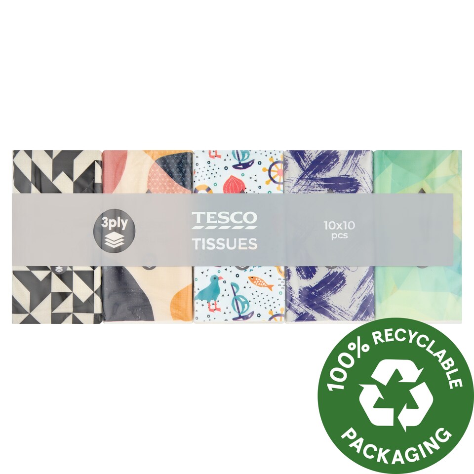 Tesco Papierové vreckovky 3 vrstvy 10 x 10 ks