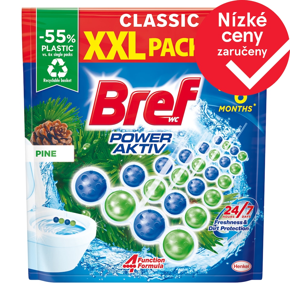 Bref Power Aktiv Pine tuhý WC blok 6 x 50g (300g)