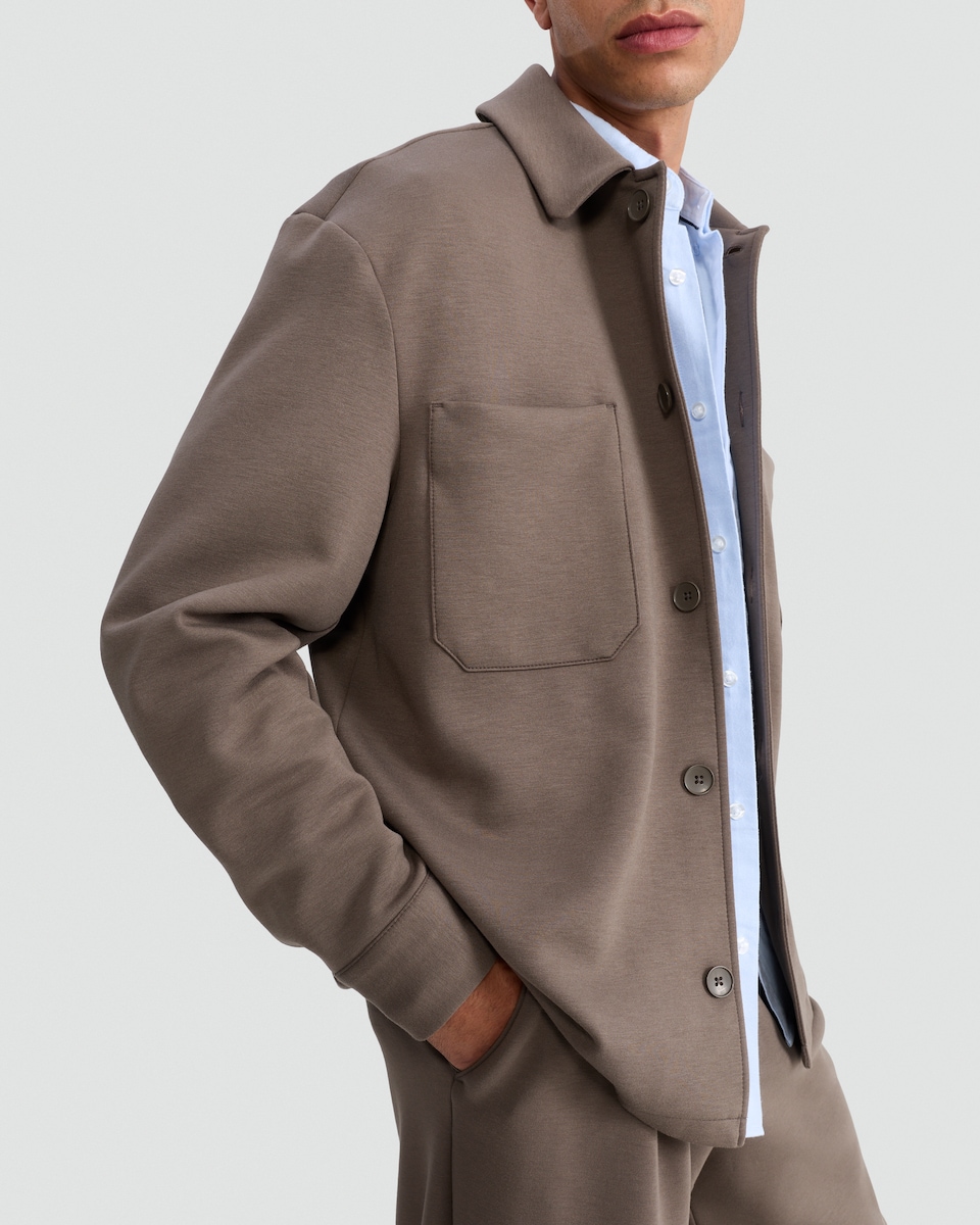 image 1 of The F&F Edit Cupro Co-ord Shirt Jacket in Brown