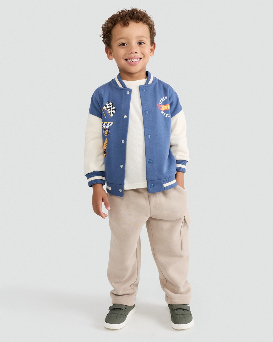 image 1 of Hot Wheels Speed Club Cotton Rich Bomber Jacket in Blue