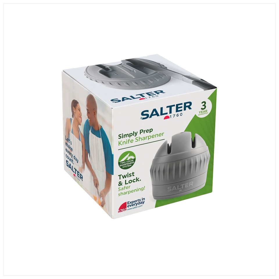 image 1 of Salter Simply Prep Grey Knife Sharpener Twist Lock