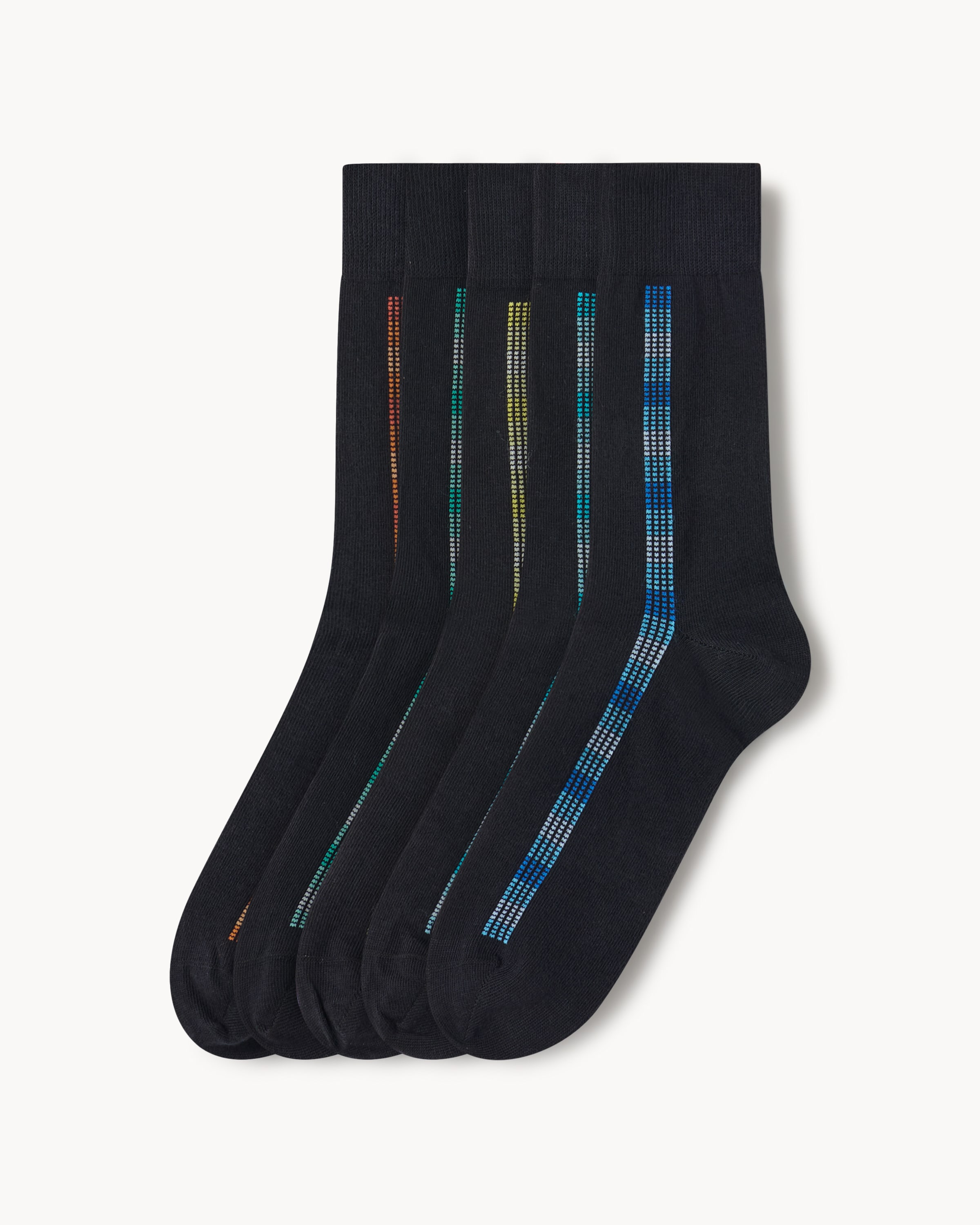 F&F 5-Pack Cotton Rich Striped Ankle Socks in Black, Medium-Large 9-12