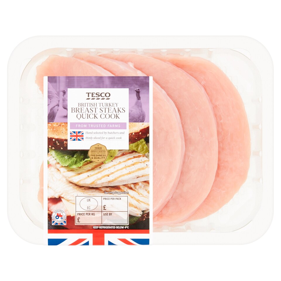 Tesco British Turkey Breast Quickcook Steaks 380G