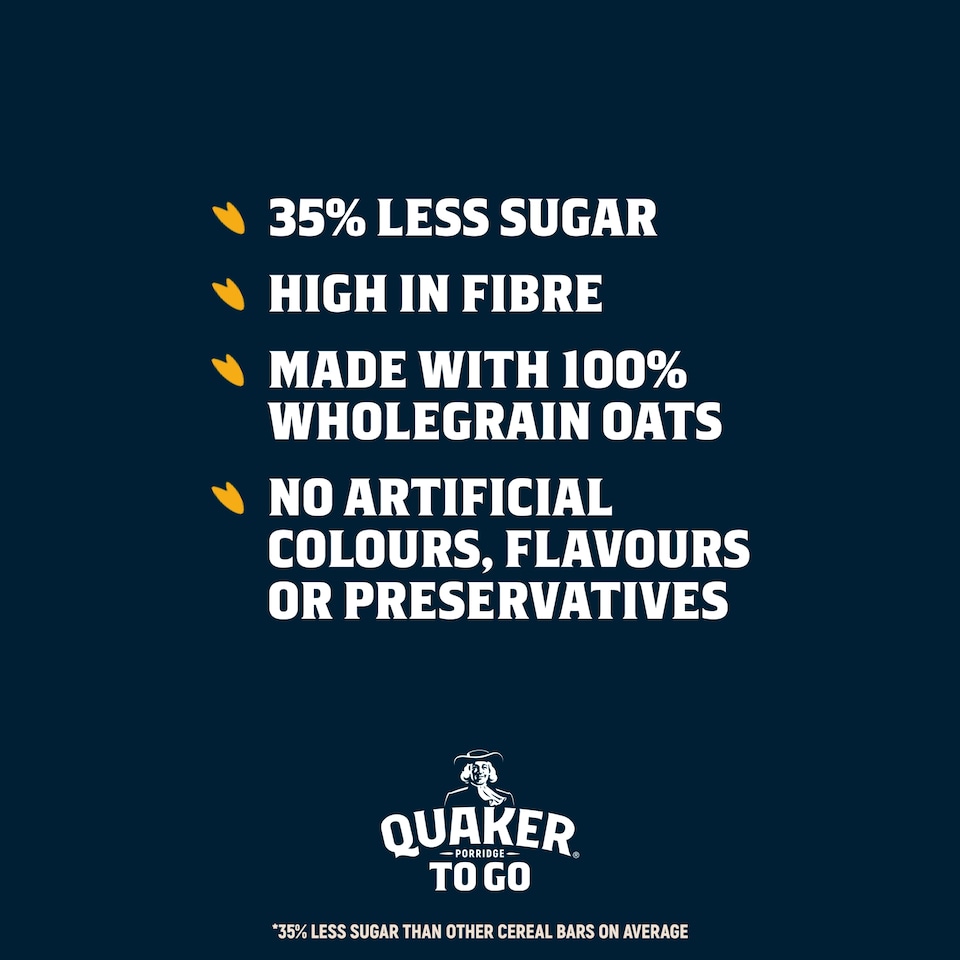image 1 of Quaker Breakfast Bars Golden Syrup Porridge To Go 2x55g