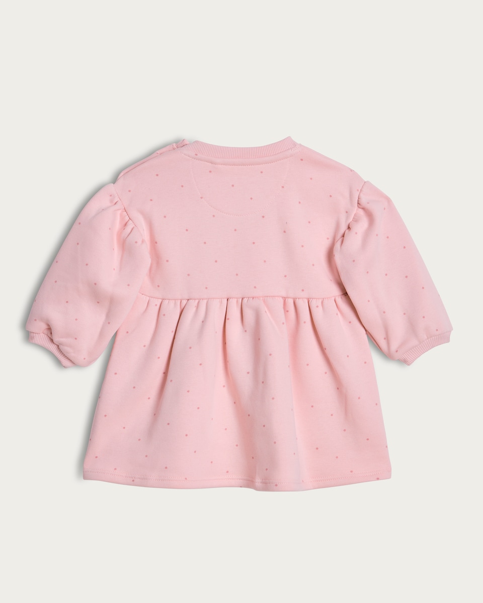 image 1 of F&F Baby Cotton Rich Bow Sweat Dress in Pink