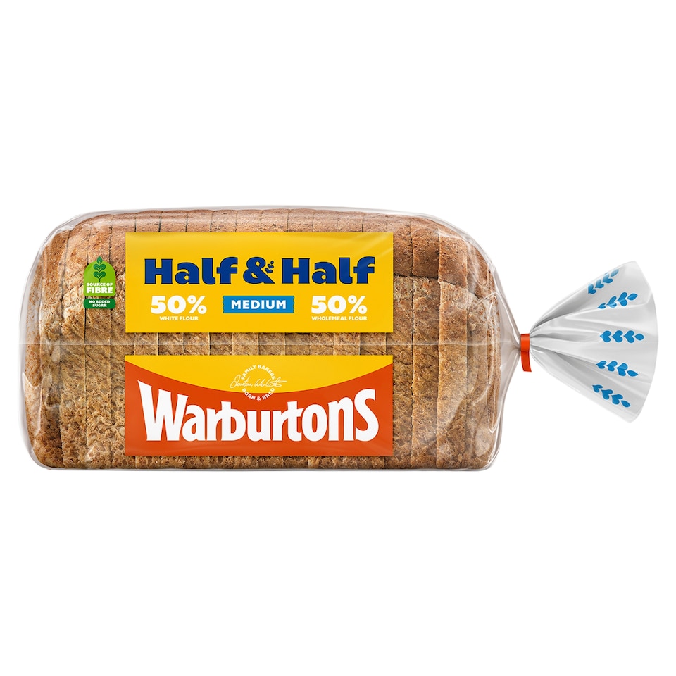 Warburtons Half And Half Medium Bread 800G