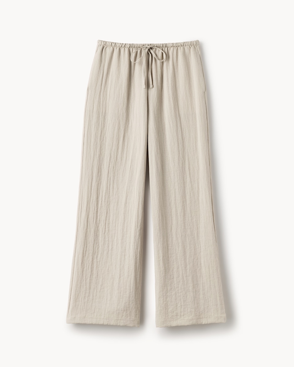 image 1 of F&F Textured Wide Leg Trousers in Neutral