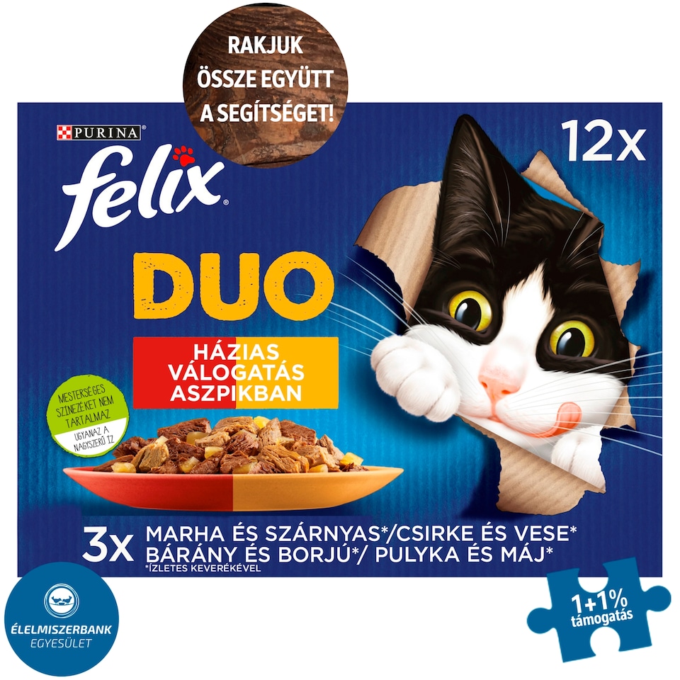 Purina Felix Fantastic Duo házias válogatás aszpikban nedves macskaeledel 12 x 85 g (1,02 kg)