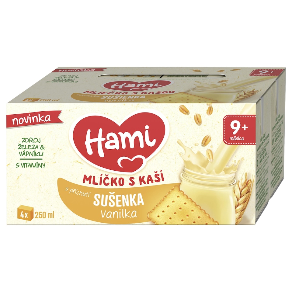 image 1 of HAMI Mlíčko s kaší s příchutí Sušenka vanilka 4x250ml