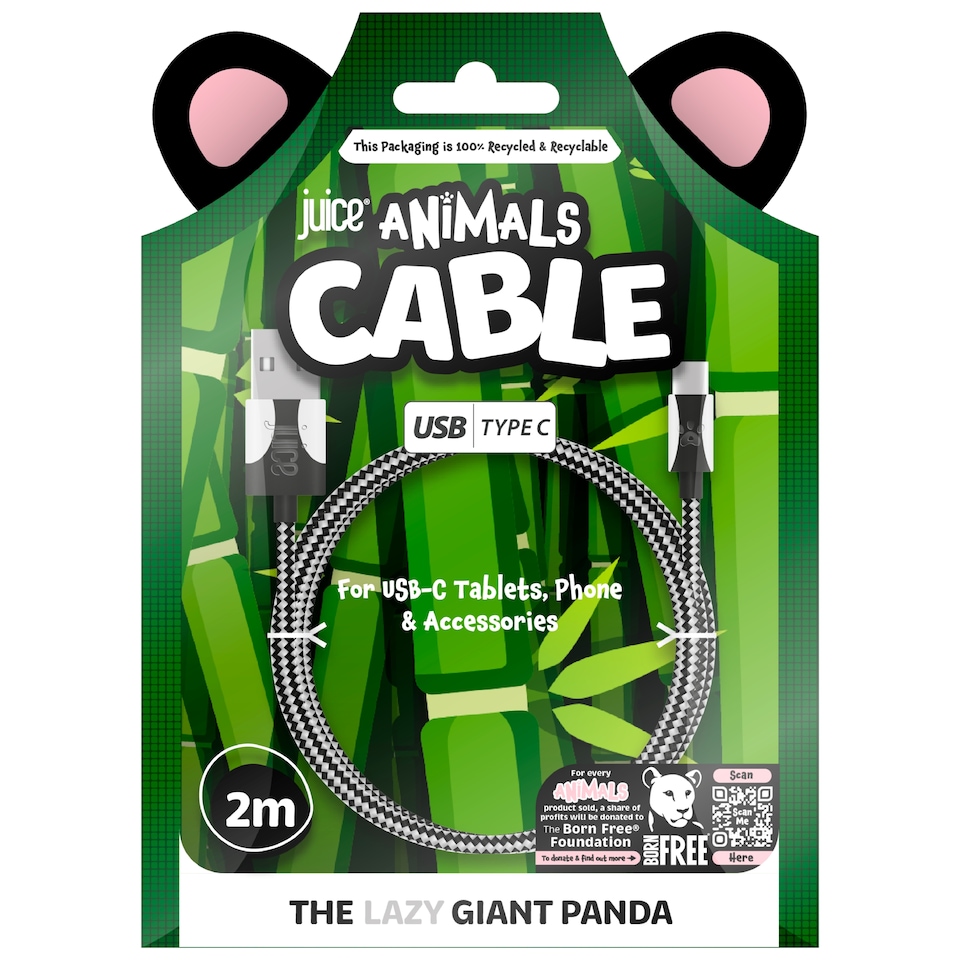 image 1 of Juice Animals Panda 2M Type C Braided