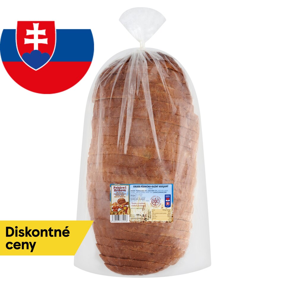 Pekáreň Hriňová Chlieb pšenično - ražný krájaný 1000 g