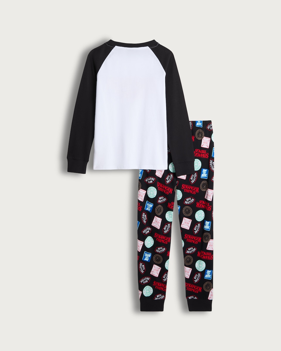 image 1 of Netflix Stranger Things Pure Cotton Slogan Pyjamas in Multi