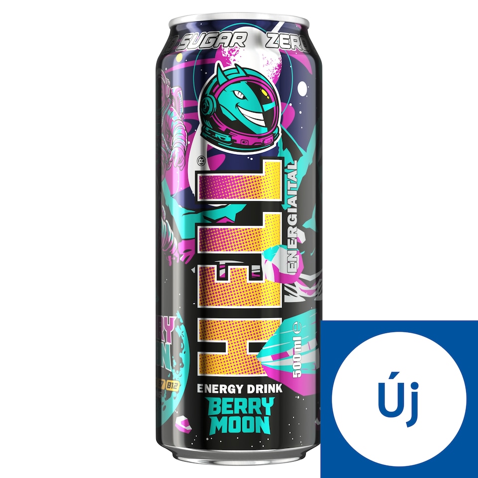 HELL Zero Berry Moon földieper- és citromízű, koffeintartalmú, szénsavas energiaital 500 ml  1. kép