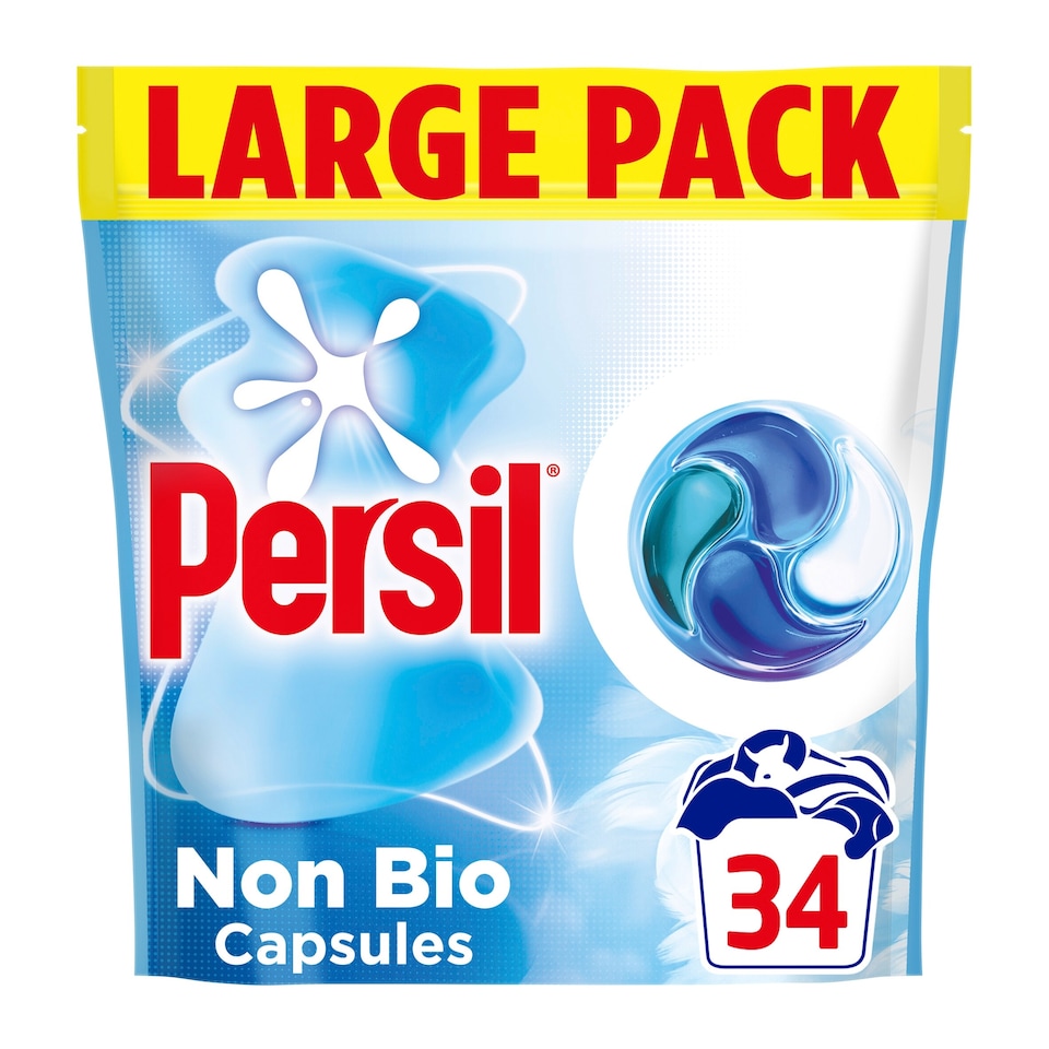 image 1 of Persil Non Bio 4 in 1 Laundry Washing Detergent Capsules 34 Washes Large Pack 462g
