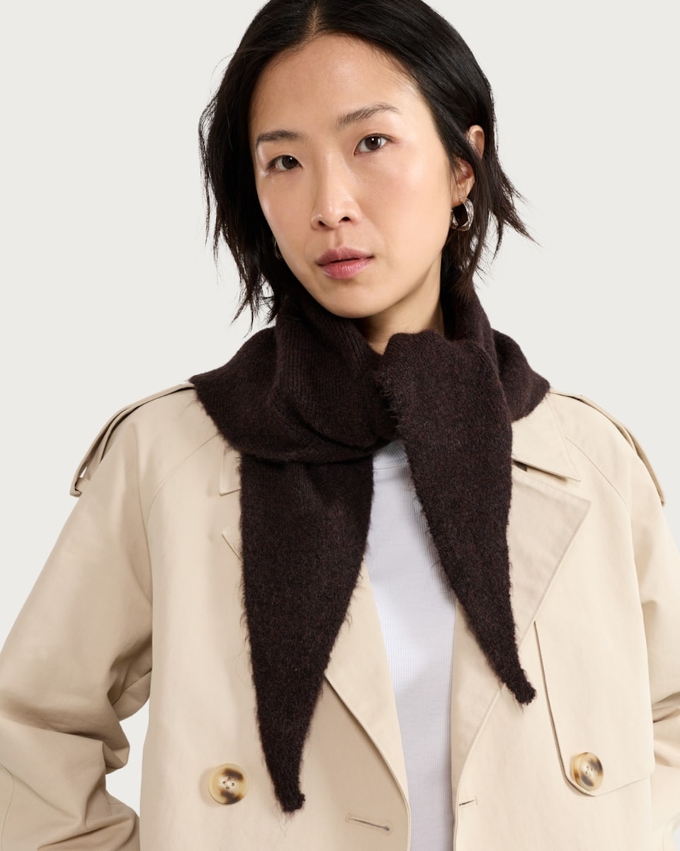 image 1 of F&F Knitted Tie Detail Scarf in Brown