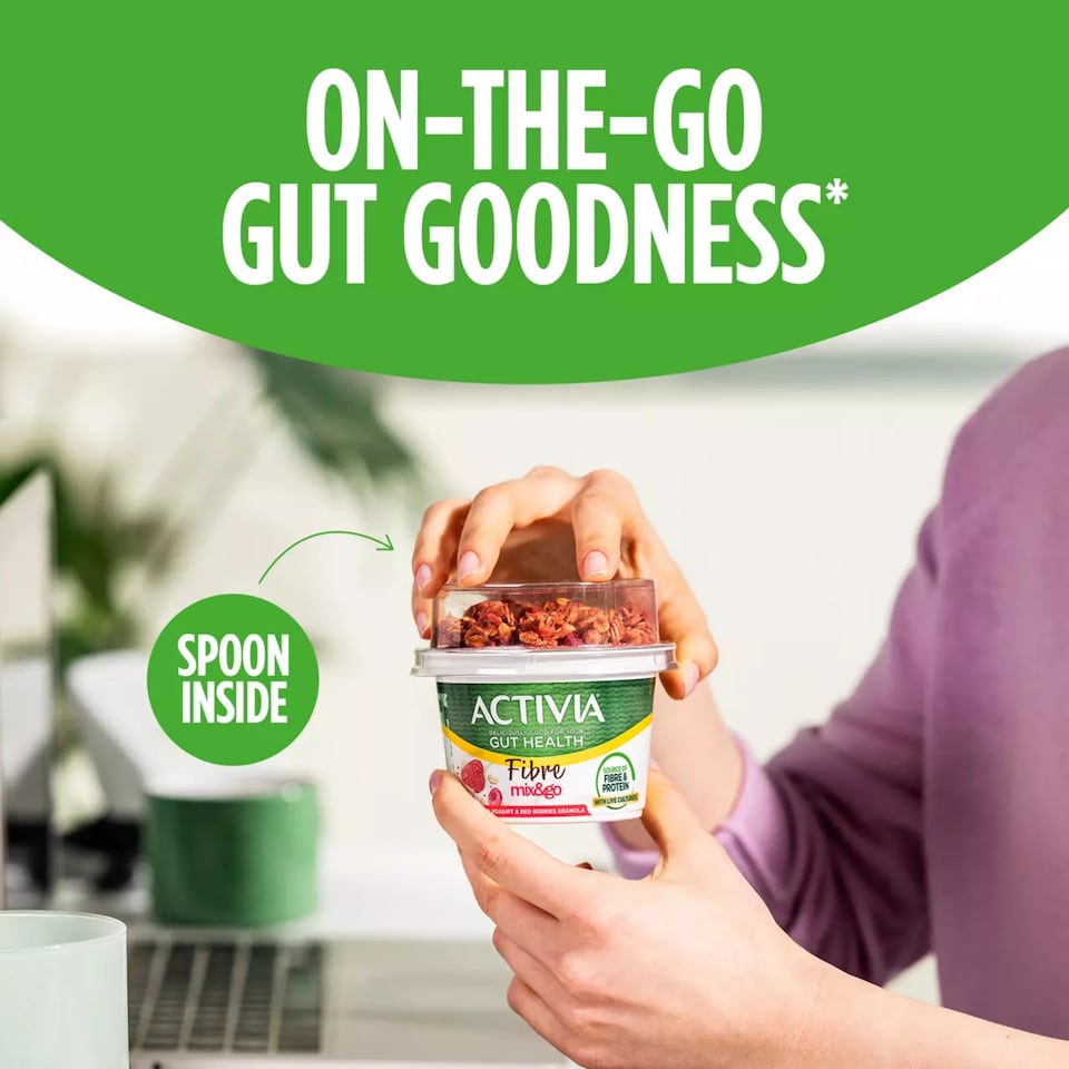 image 1 of Activia Natural Yoghurt & Red Berries Chia Muesli Breakfast Topper with Spoon 165g