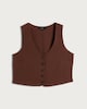 image 4 of F&F Button Front Sleeveless Co-ord Waistcoat in Brown