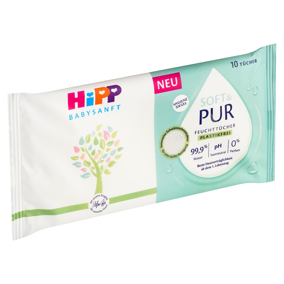 image 1 of HiPP Babysanft Soft & Pure Cleansing Wet Wipes 10 pcs