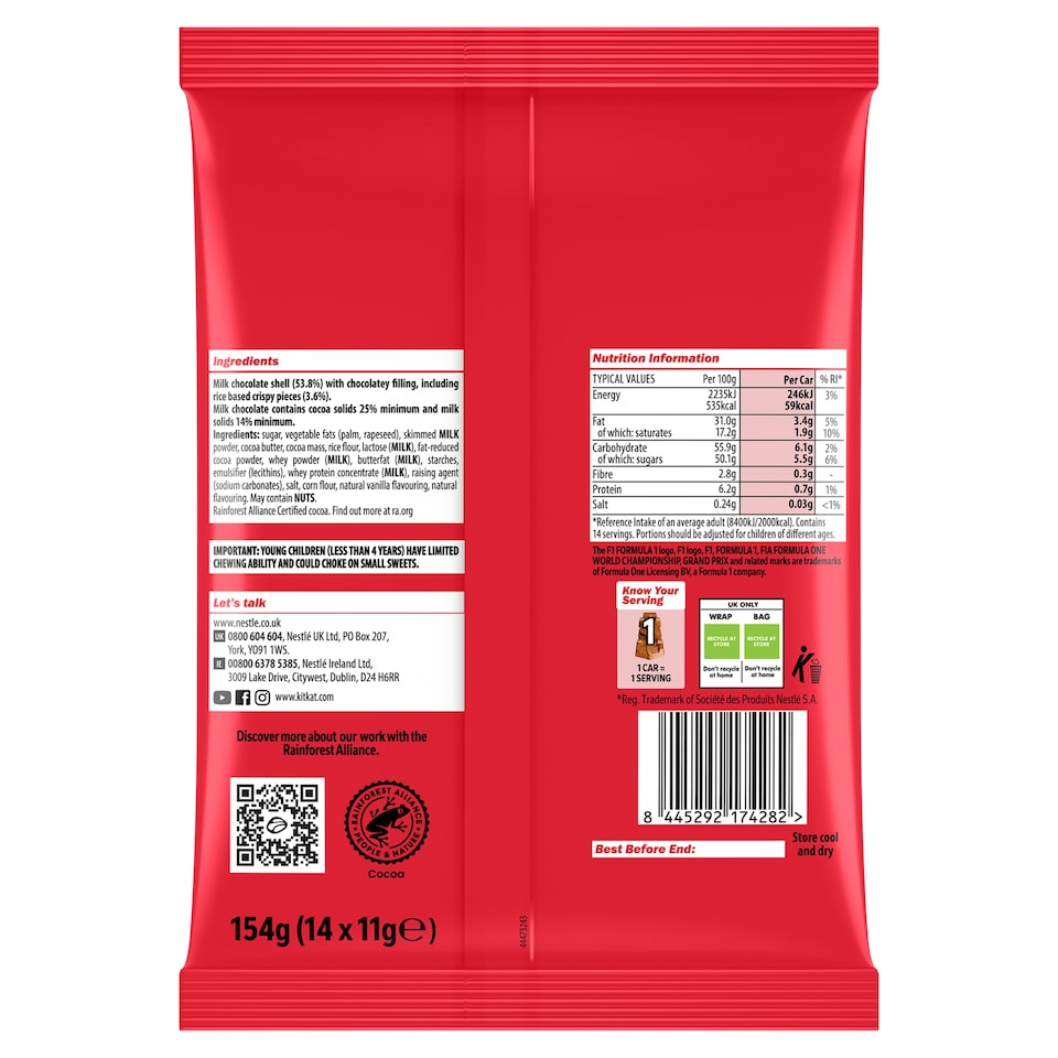 image 1 of KitKat F1 Official Chocolate Bar of Formula 14x11g