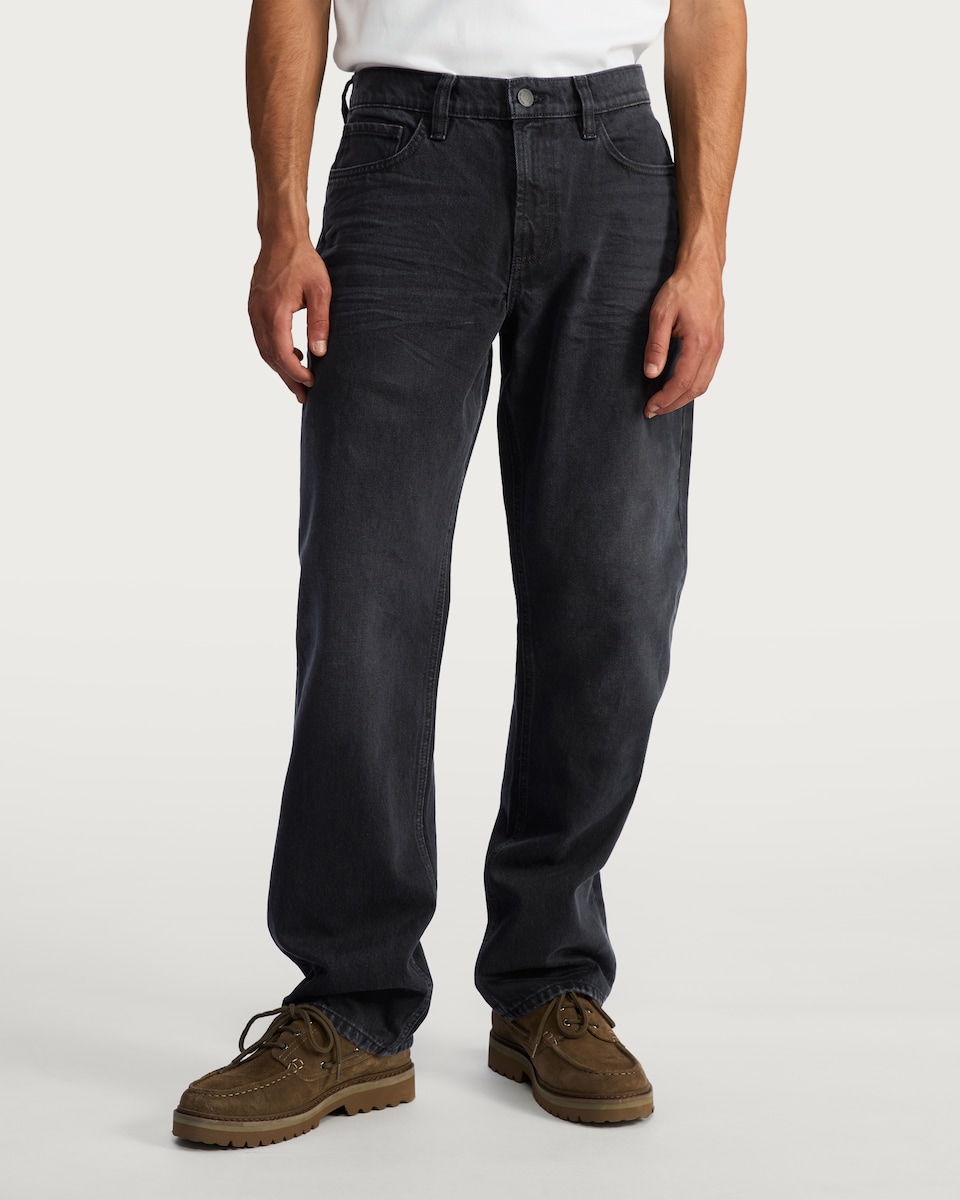 image 1 of F&F Pure Cotton Relaxed Fit Jeans in Black