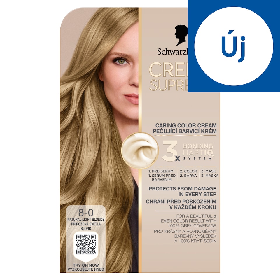 image 1 of Schwarzkopf Creme Supreme tartós hajfesték 8-0 természetes világosszőke