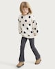 image 2 of F&F Girls 2-Piece Cotton Rich Sweatshirt and Flared Leggings in Multi Black White