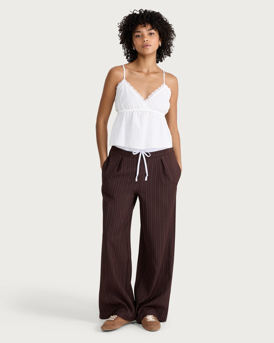 image 1 of OH ME OH MY Lace Trim Cami Vest in White