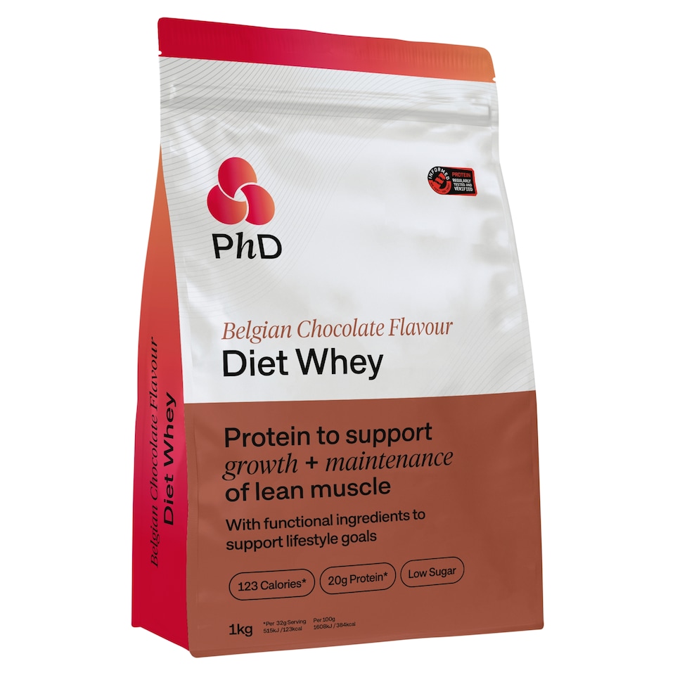 PhD Diet Whey Protein Powder - Belgian Chocolate 1kg
