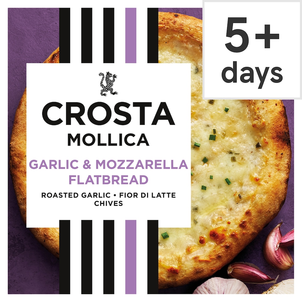 image 1 of Crosta & Mollica Stonebaked Flatbread - Roast Garlic & Mozzarella 229g