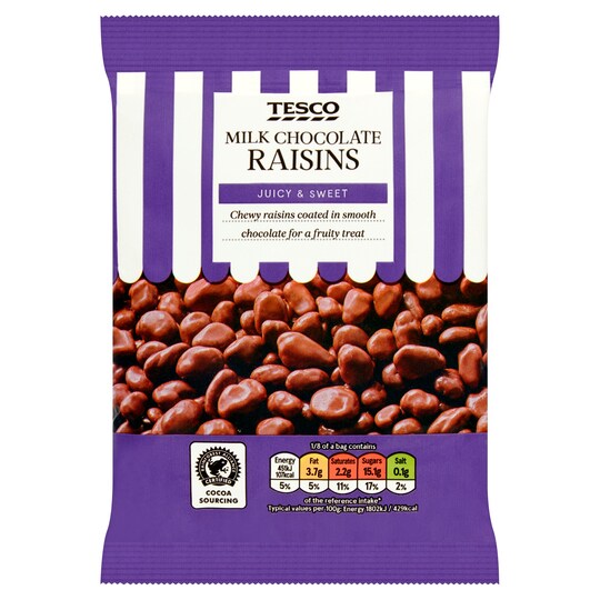 Tesco Milk Chocolate Raisins 200G Tesco Groceries