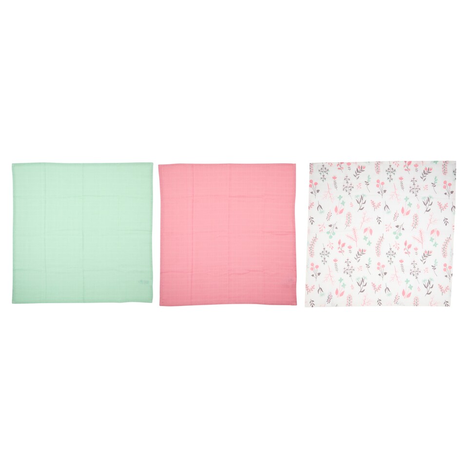 image 1 of Fred & Flo Floral Muslin Cloths 3 Pack
